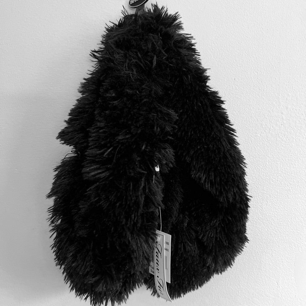 Infinity Loop Scarf Women Black Faux Fur One Size